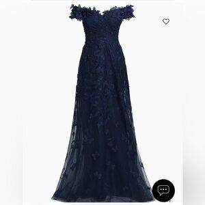 Elegant Navy Blue Evening Gown